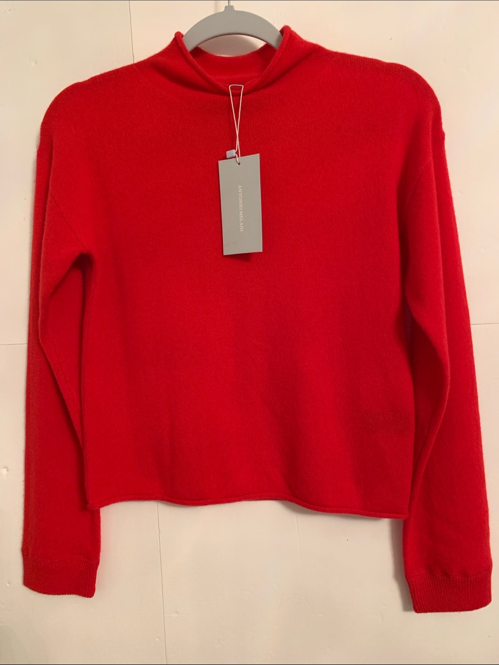 NWT ANTONIO MELANI Cashmere Scarlet/Red Jessica Mock Neck Sweater Size XS